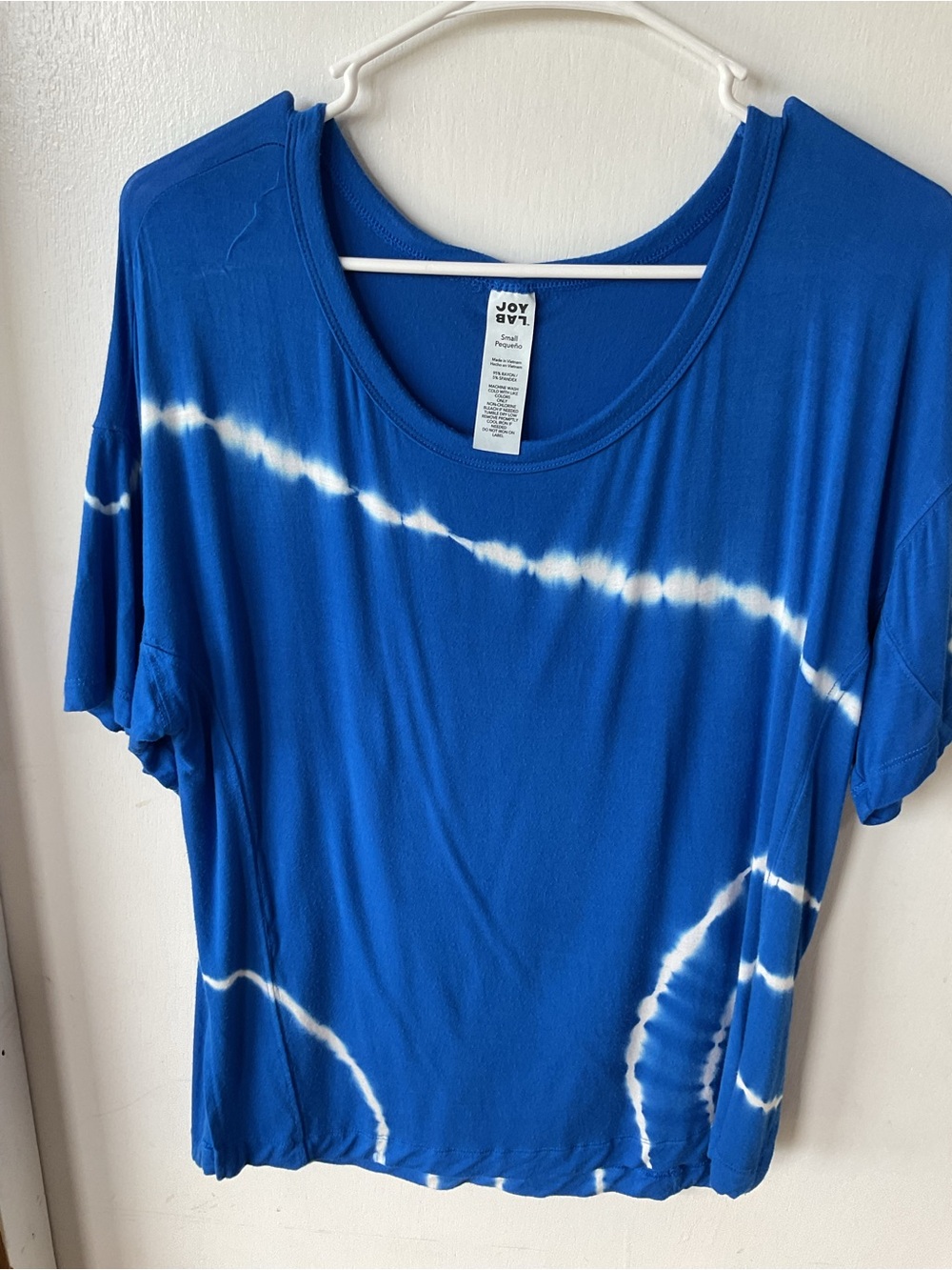 JoyLab Blue Tie-Dye Short Sleeve Top Size Small